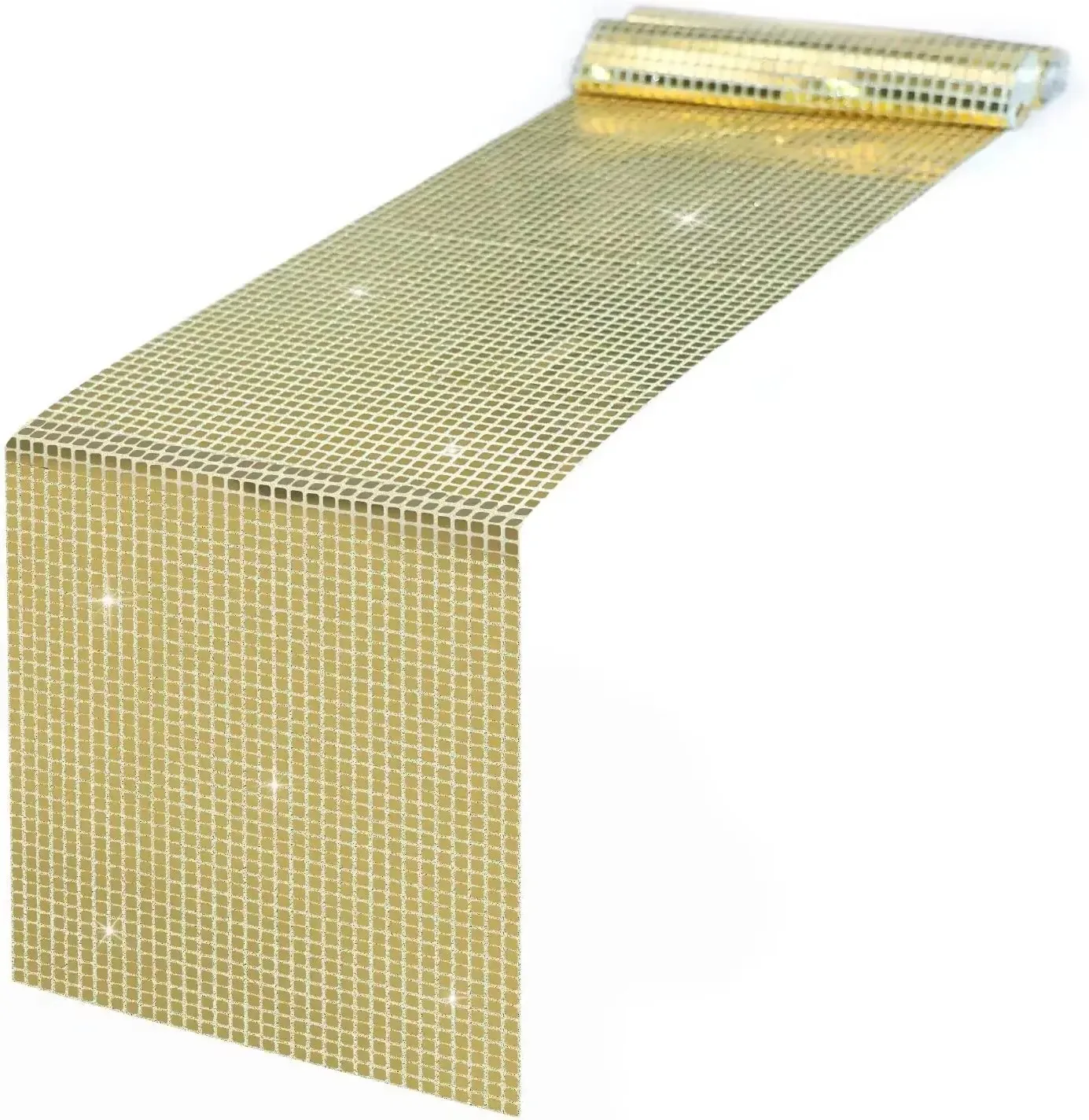Metallic Foil Glitter Sequin Table Runner - Mirror Gold/Silver