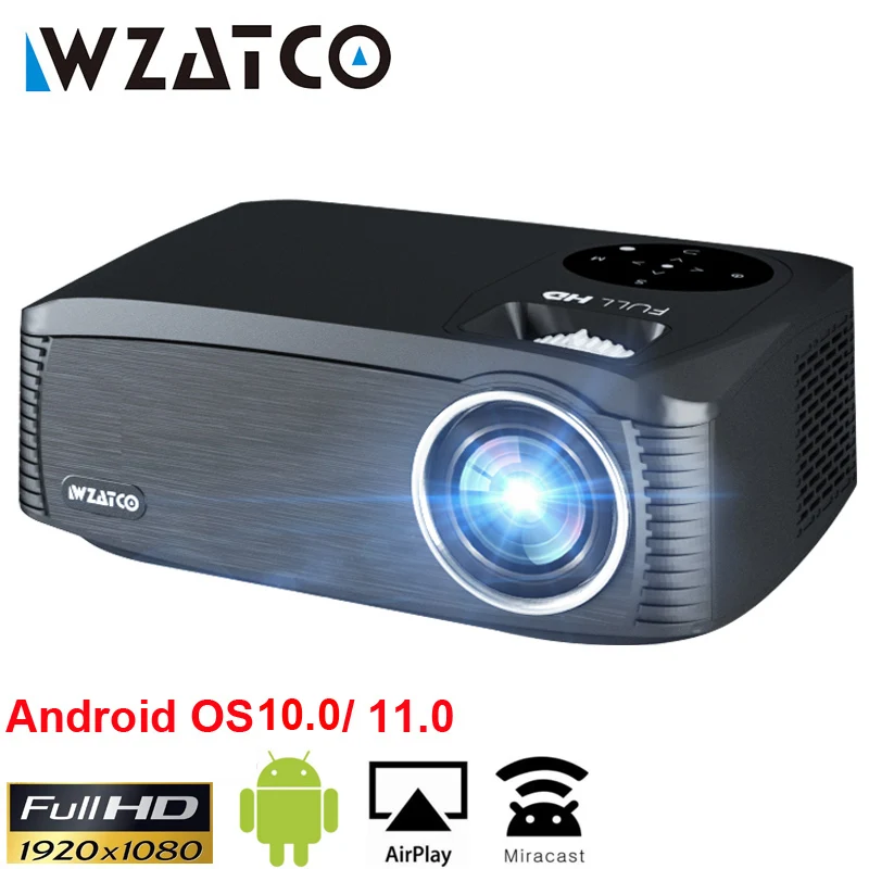 WZATCO C6 New 300inch Android 11.0 WIFI Full HD 1920*1080P LED Projector Video Proyector Home Theater Cinema Smart Phone Beamer|LCD Projectors| - AliExpress