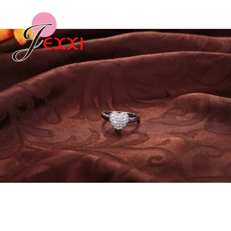 S925 Stamp 925 Sterling Silver Jewelry Romantic Heart Shape Fashion Women Party Wedding Rings Birthday Gifts