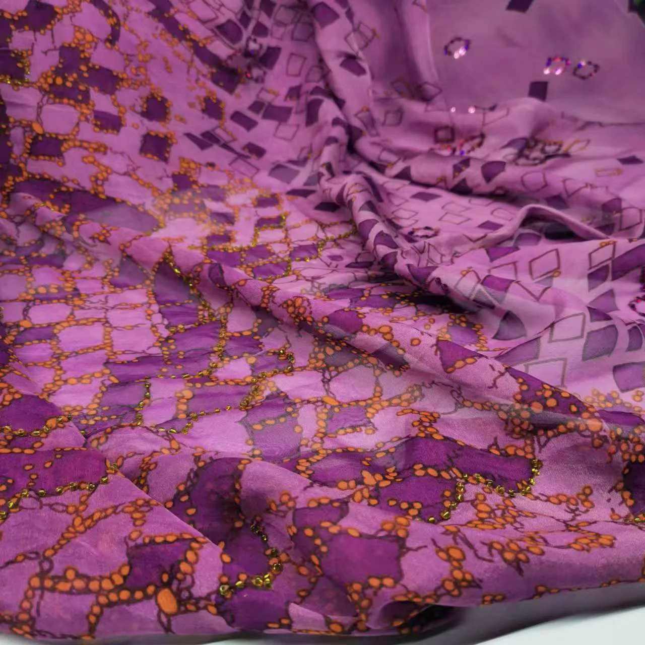 Rose Pink and Gold Scarf in Brocade Silk