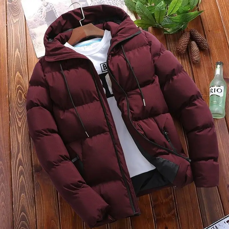 Autumn Winter Cotton Parka Coat Hooded Zip Up Long Sleeve