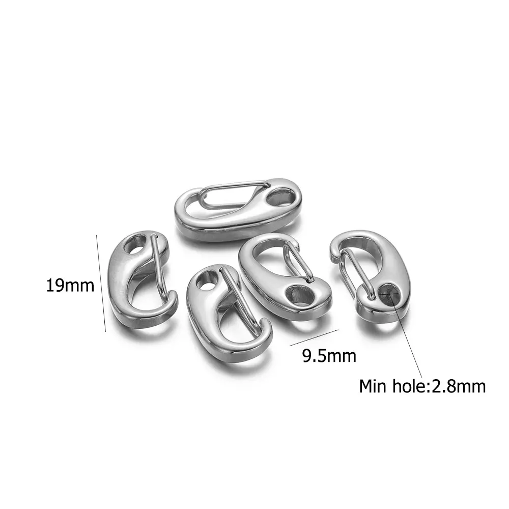 5 Stück Edelstahl D-förmige Karabinerverschlusshaken 16/19/21/23/26/32 mm für Schmuckherstellung DIY Verbinder Halskette Ketten Bulk – Detail 6