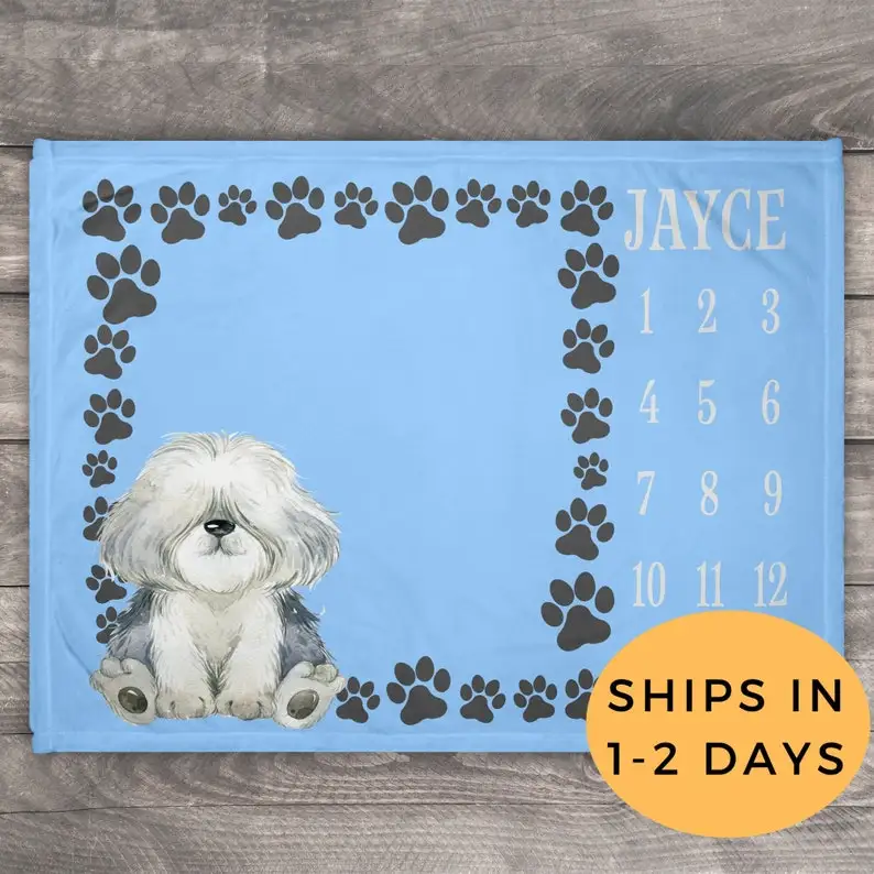 

Dog Blanket, Milestone Blanket, Puppy Blanket, Photo Blanket, Personalized Baby Blanket Boy, Boy Monthly Blanket, Baby Shower Gi