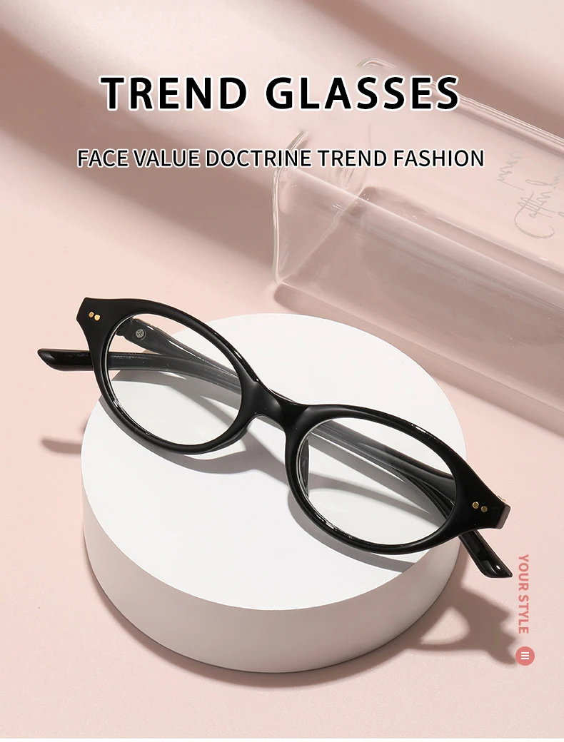 Ovale Retro-Lesebrille mit Bücherwurm, hochwertige und modische Einzellicht-Lesebrille 6106 – Detail 1