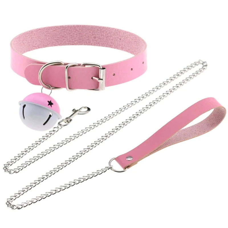 Leather Choker Punk Hauling Chain Punk Choker Necklace Adjustable Leather Collar Cosplay Choker for Girl Halloween 5