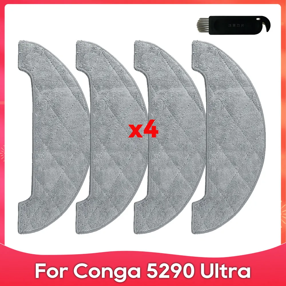 Kit De Recambios Para Aspiradora Robot Cecotec Conga 5290 | 4 Cepillos Laterales + 4 Filtros + Trapo De Fregona