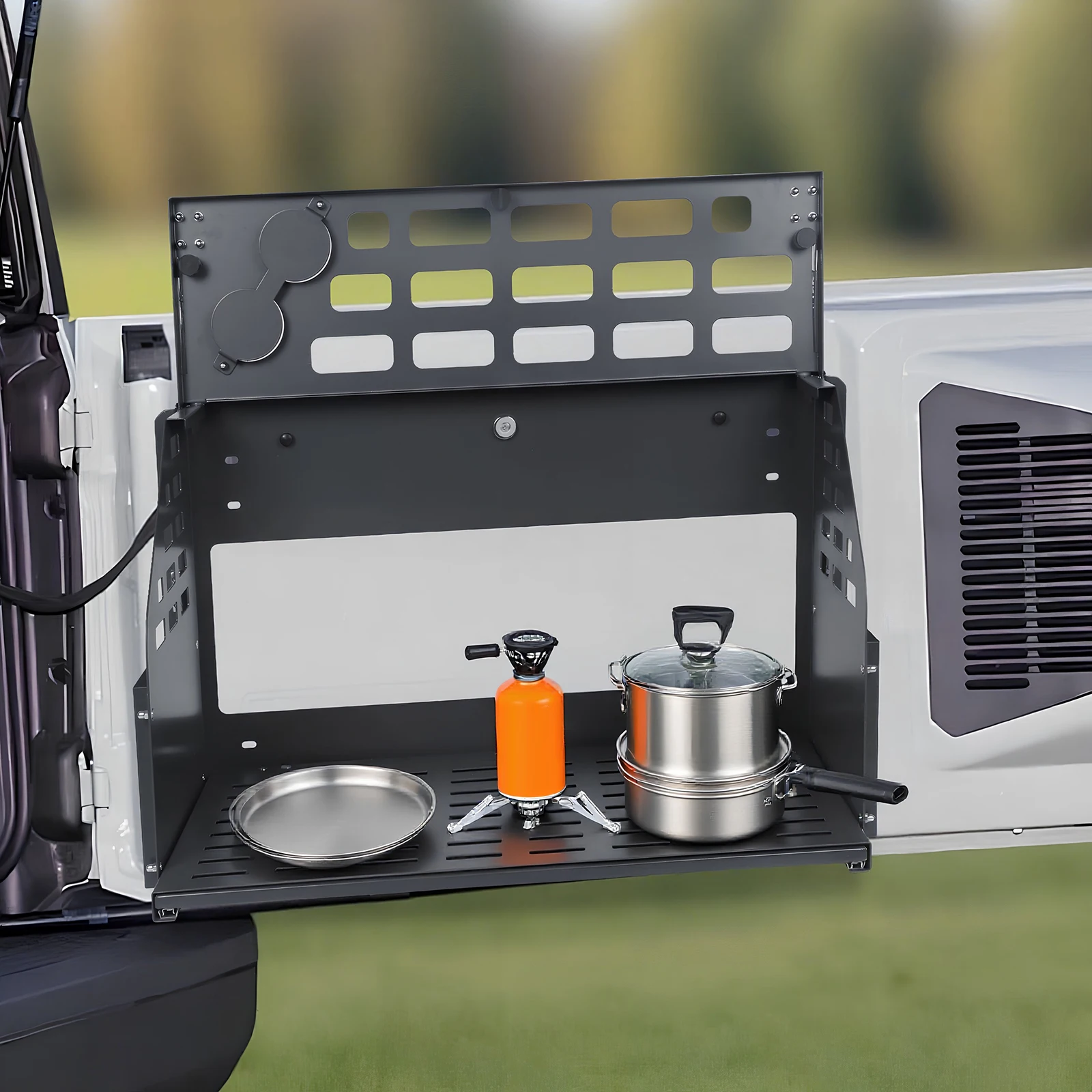 Rear Door Shelf Storage Cargo Holder Doors Luggage Holder Foldable Molle Panel for Ford Bronco