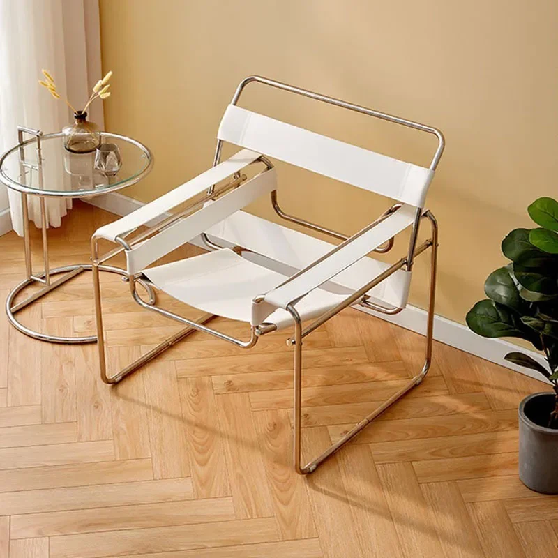 Lazy Sofa Vassili Chair Ins Nordic Saddle Leather Single Chair Stainless Steel Leisure Single Sofa Leisure furniture