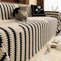 Vintage Luxury Sofa Towel Mat Thicken Plush Non-slip All-inclusive Corner Seat Cover Winter Warm Couch Cushion for Living Room 1