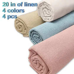 Set of 4 Natural Linen Knitted Fabrics - Solid Color Embroidered, 50x50cm Handcrafted Linen Accessories - 50x50CM (4 colors)