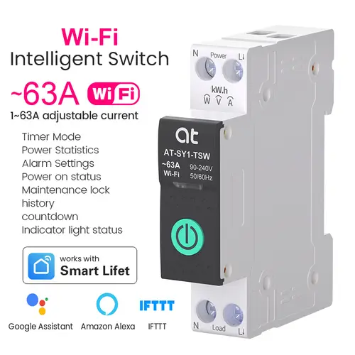 Tuya WiFi Circuit Breaker Smart 1P+N 63A  MCB Timer Power Energy kWh Voltage Current Meter Protector Voice Remote Control Switch - Image 7