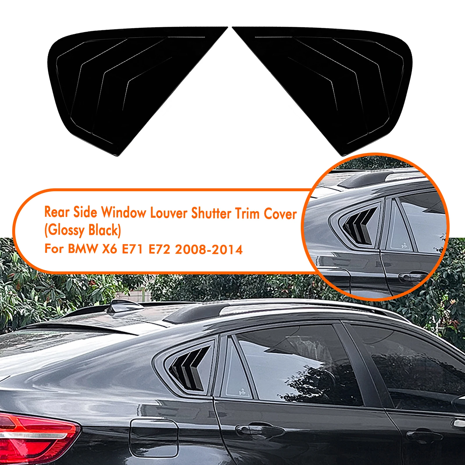 Rear Window Louver For BMW X6 X6M E71 E72 2008-2014 Carbon Fiber Look/Gloss Tail Windshield Blind Shade