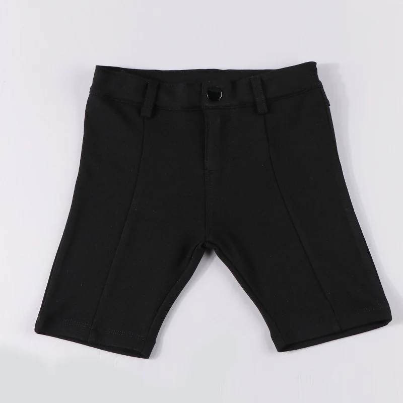 Boys short pants black summer spring trouser high elasticity waistband fashion pants soft kid clothes front zipper opening
