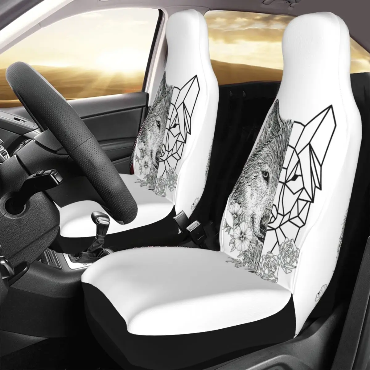

Чехол для автомобильного сиденья с геометрическим рисунком волка, универсальные аксессуары для защиты переднего сиденья, набор подушек