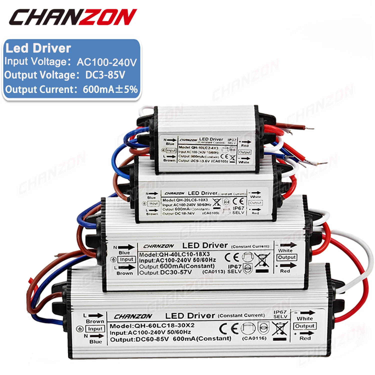 600mA LED Driver Constant Current 6W 10W 20W 36W 50W Outdoor Light Waterproof High Power Supply Low Voltage Adapte