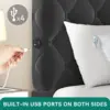 YITAHOME King Velvet Bed Frame, 53" Tall Headboard, 2 USB C/A, Button Tufted, No Box Spring, Noise-Free, Black 3