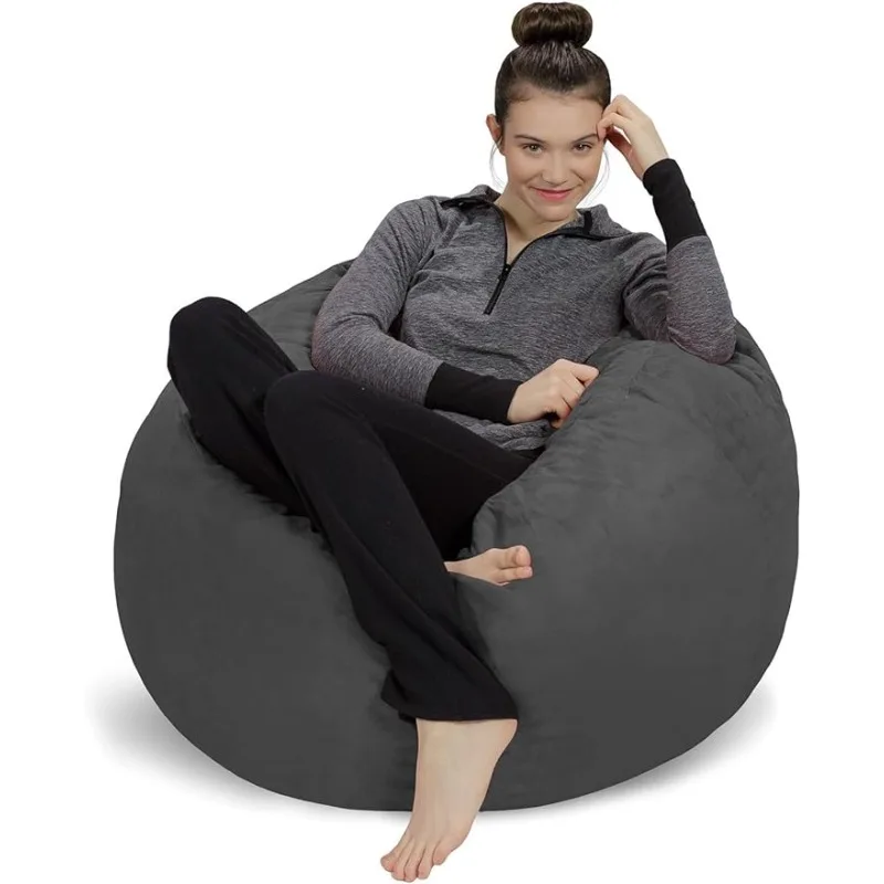

Sofa Sack - Plush, Ultra Soft Memory Foam Bean Bag Chair with Microsuede Cover - Stuffed Foam Filled Furniture and Access fo