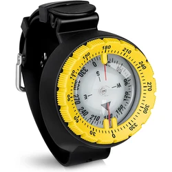 Professional Waterproof Digital Underwater Diving Compass - Luminous Navigator for Swimming and Outdoor Adventures (Up to 50m Depth) (Yellow)