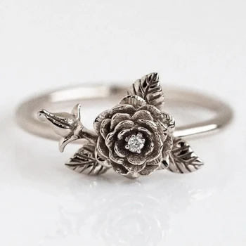 Huitan Flower Design Rings for Women Engagement Wedding Party Aesthetic Female Accessories Fancy Gift New Statement Jewelry 2023 1