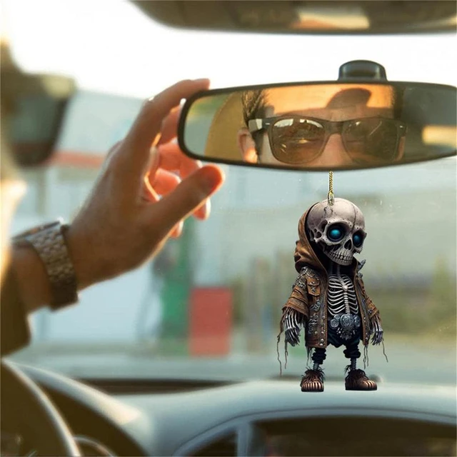 Car Ornament Acrylic Skeleton Figurines Rearview Mirror Hanging