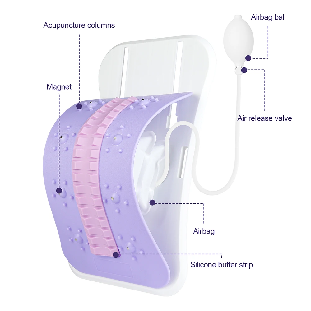Adjustable Back Massager Airbag Waist Neck Support Massage Lumbar Cervical Muscle Relax Stretcher Posture Massager
