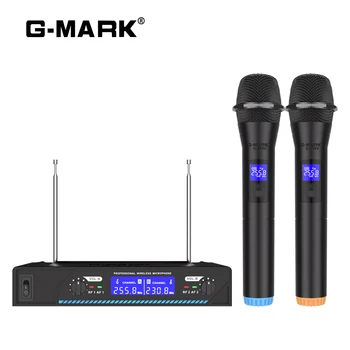 무선 마이크 G-MARK G210V 2 채널 VHF 전문 휴대용 가라오케 마이크 파티 교회 쇼 회의