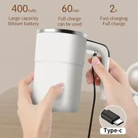 Tasse magnétique à agitation automatique avec écran LCD Tasse de mélange en acier inoxydable pour café et lait Tasses thermiques intelligentes rechargeables par USB 3