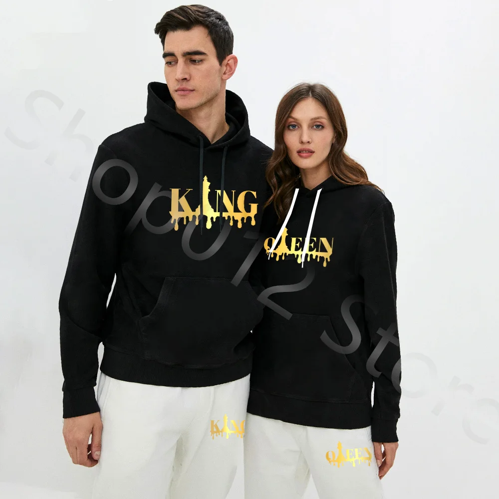 Couple Tracksuit King Queen Print Lover Hoodie And Pants 2 Pieces ...