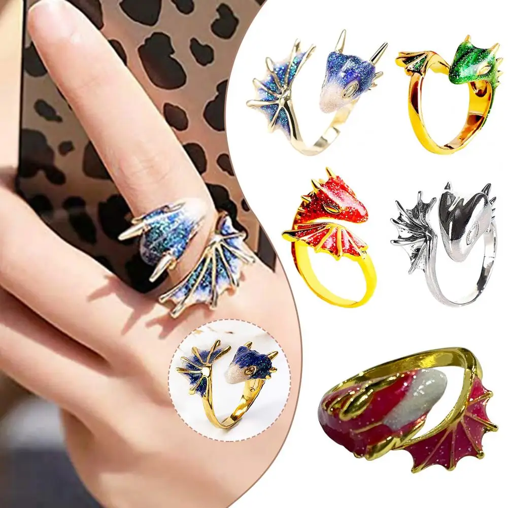 Unisex Ring 5 Colors Ring Unisex No Deformation  Stylish Dragon Gift Enamel Ring