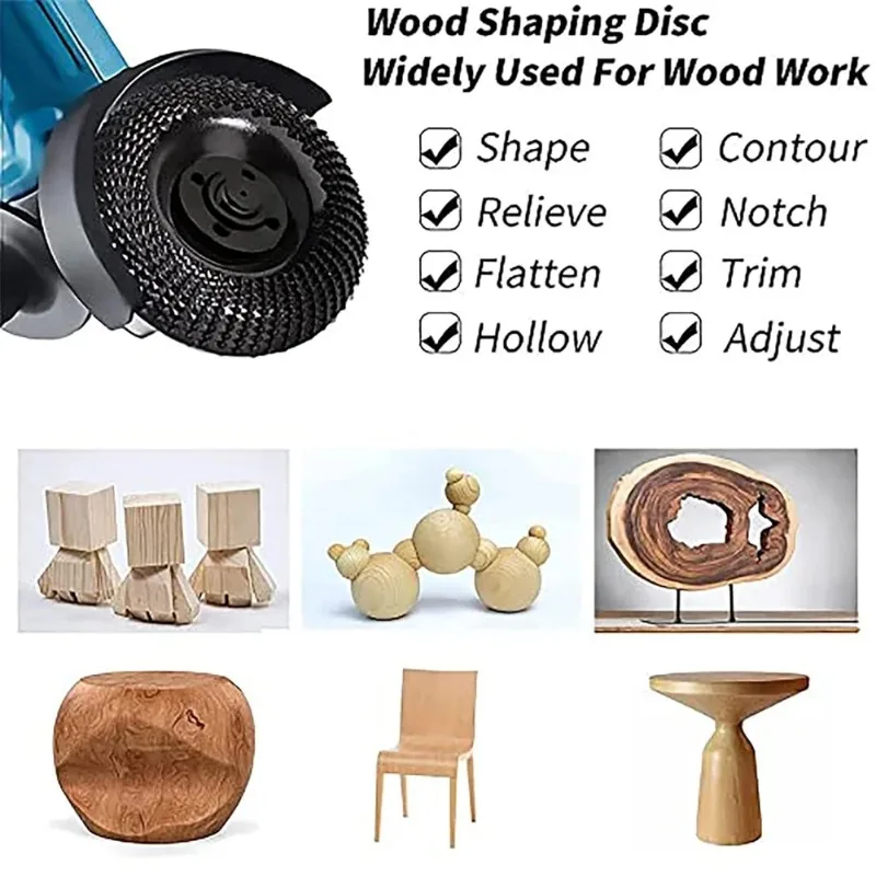 Wood Carving Disc Grinder Wheel 4 Inch Wood Shaping Wheel Grinding Shaping Angle Grinders 1PC