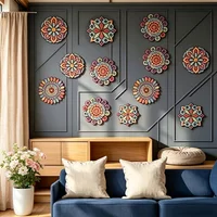 8pcs Unfinished Mandala Coloring Wooden Art Painting DIY Kit, Creative Craft Doodle Tool Kit, High-Quality Materials,Clear Lines 2