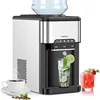 COSTWAY Water Dispenser with Ice Maker, 3-in-1 Countertop Hot/Cold Dispenser with Ice Machine, 2 Ways to Add Water, Child Safety 1