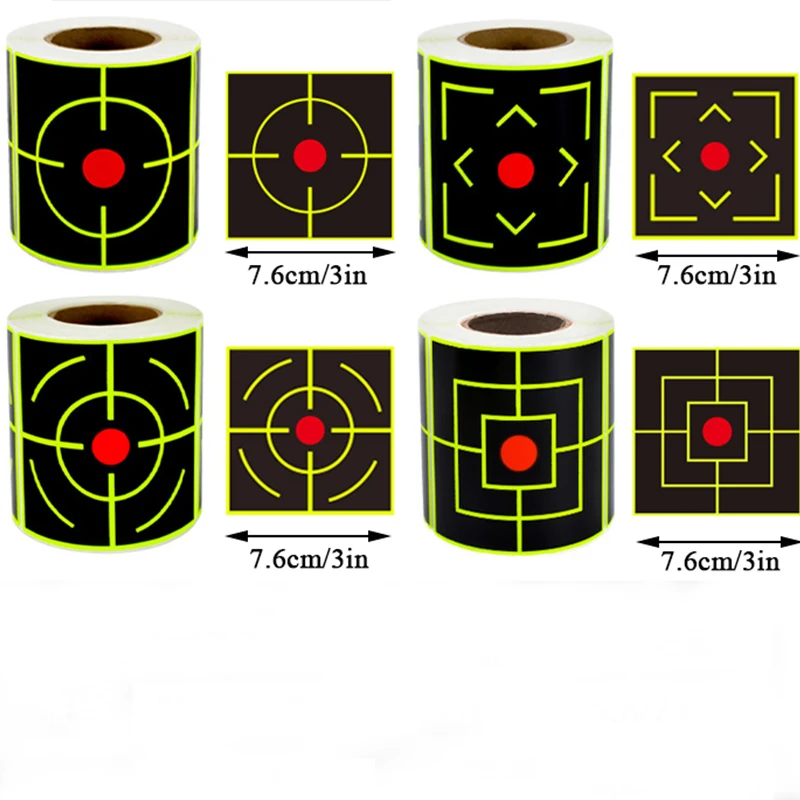 Shooting Targets Stickers 200Pcs/roll Self Adhesive Shooting Target Sticker 7.6cm Splatter Splash Amp Reactive Practice Training Hunting Stickers