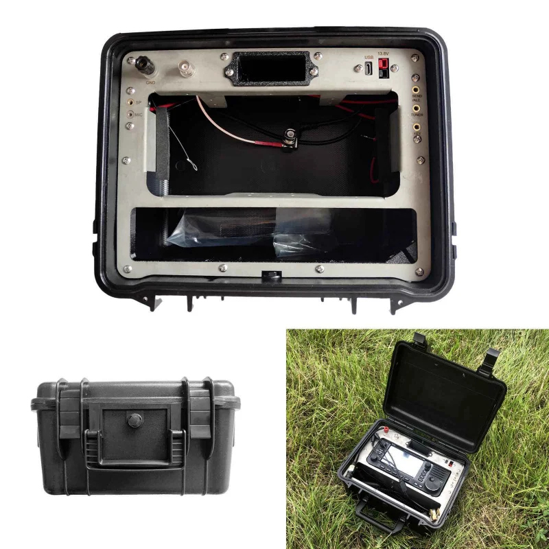 Sopravvivenza All'Aperto Radio Disaster Emergency Communication Icom Ic-705 Impermeabile + Scatola Impermeabile Con Pannello Metallico