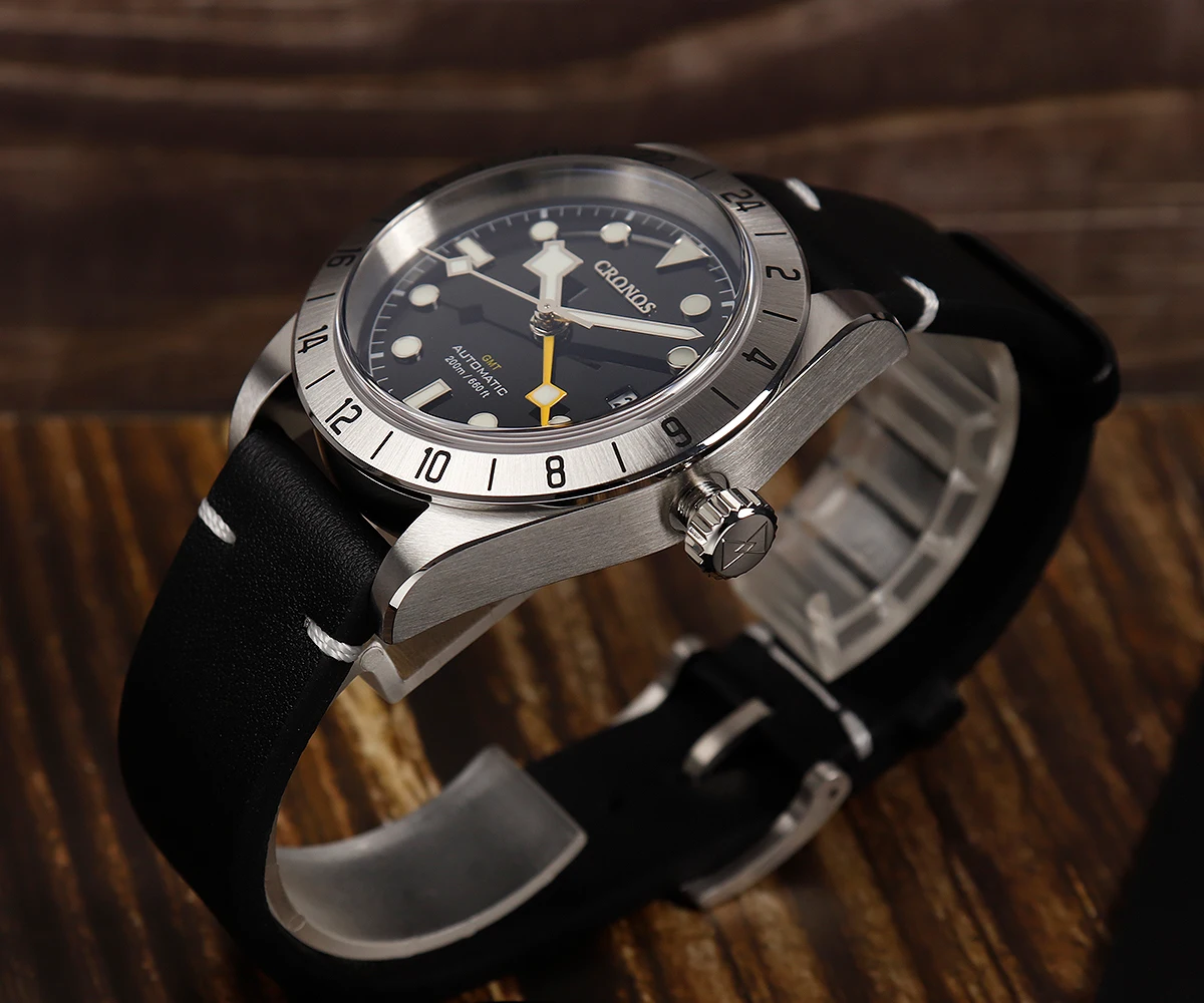 Cronos Vintage GMT 39mm NH34 Automatic Men Watch Mechanical