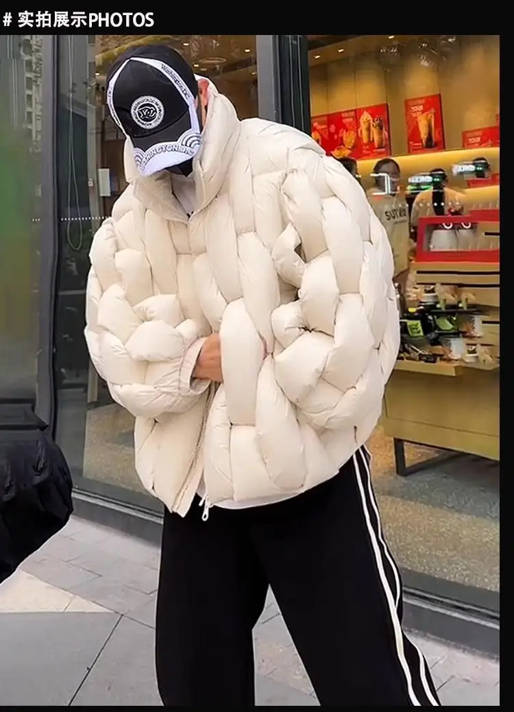 Winter Parkas Men Puffer Jacket Streetwear Warm Thick Zipper Windproof Outerwear Long Sleeve Couple's Bread Jacket Coat Parka