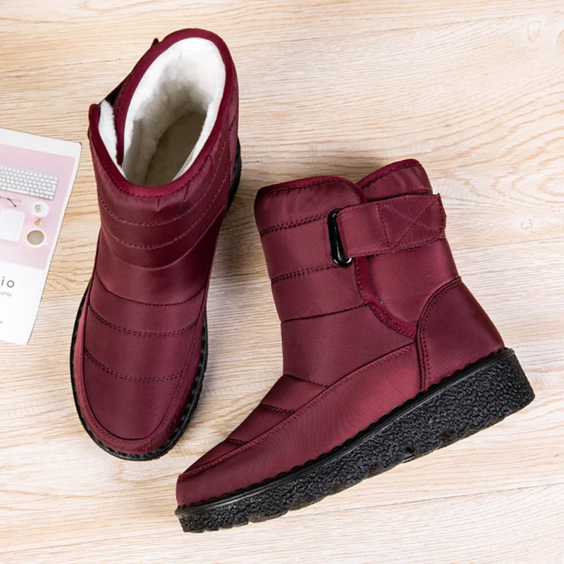 Windproof Waterproof Platform Snow Boots Women Keep Warm Thick Plush Winter Shoes Woman Non Slip Cotton Ankle Boots Plus Size 44