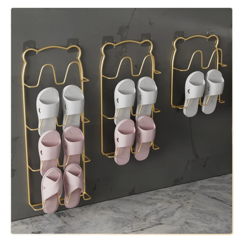 Wall-mounted Punch-free Bathroom Slippers Rack Toilet Drain Rack Home Balcony Shoe Organizer