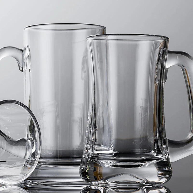 High-capacity Creative Beer Glass Cup with Handle Summer Household Beer Thickened Cup Cold Transparent Water glass cup
