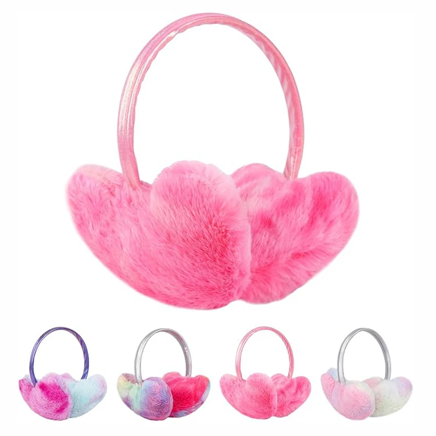1 Pcs Earmuffs for Girls Women,Rainbow Winter Ear Cover,Warm Ear Muffs for Kids,Plush Warmers,Soft Protector