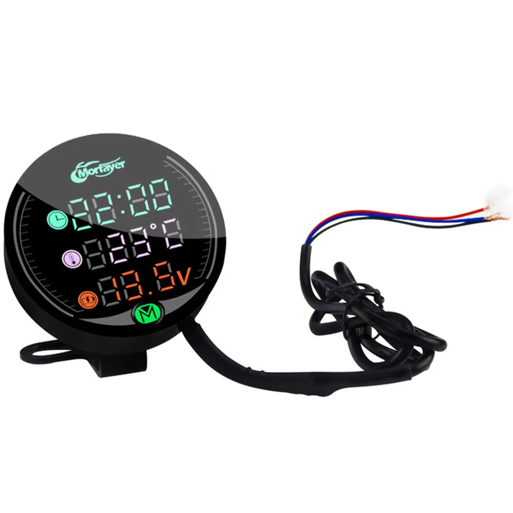 

Three-in-One Motorcycle Meter Time Temperature Voltmeter Digital LCD Temperate Motorbike Accessory Thermometer