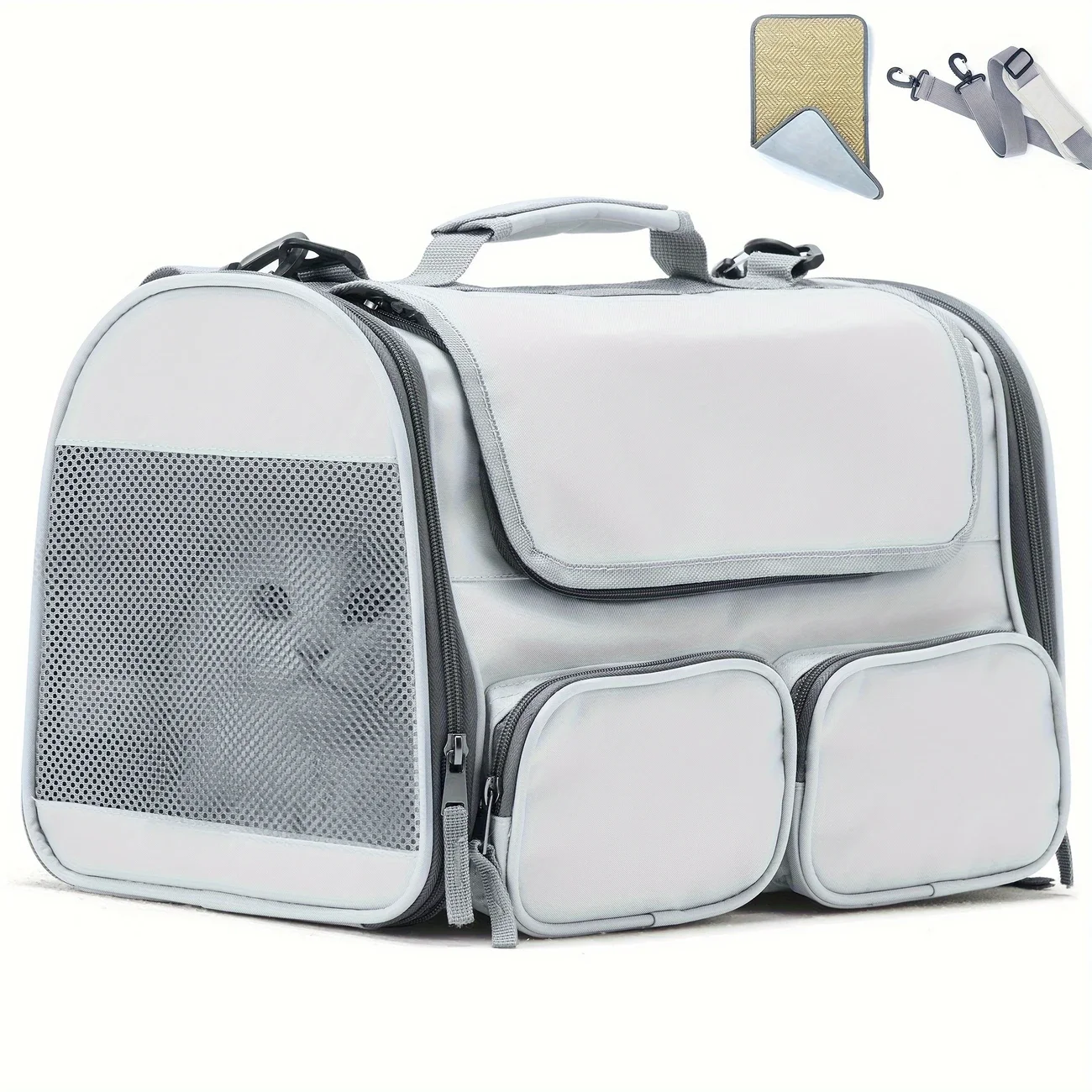 Pet Cat Carrier Bag with Double-Sided Cushion Aviation Backpack Portable Travel Bag Soft-Sided Pet Carriers Small Dog Mesh