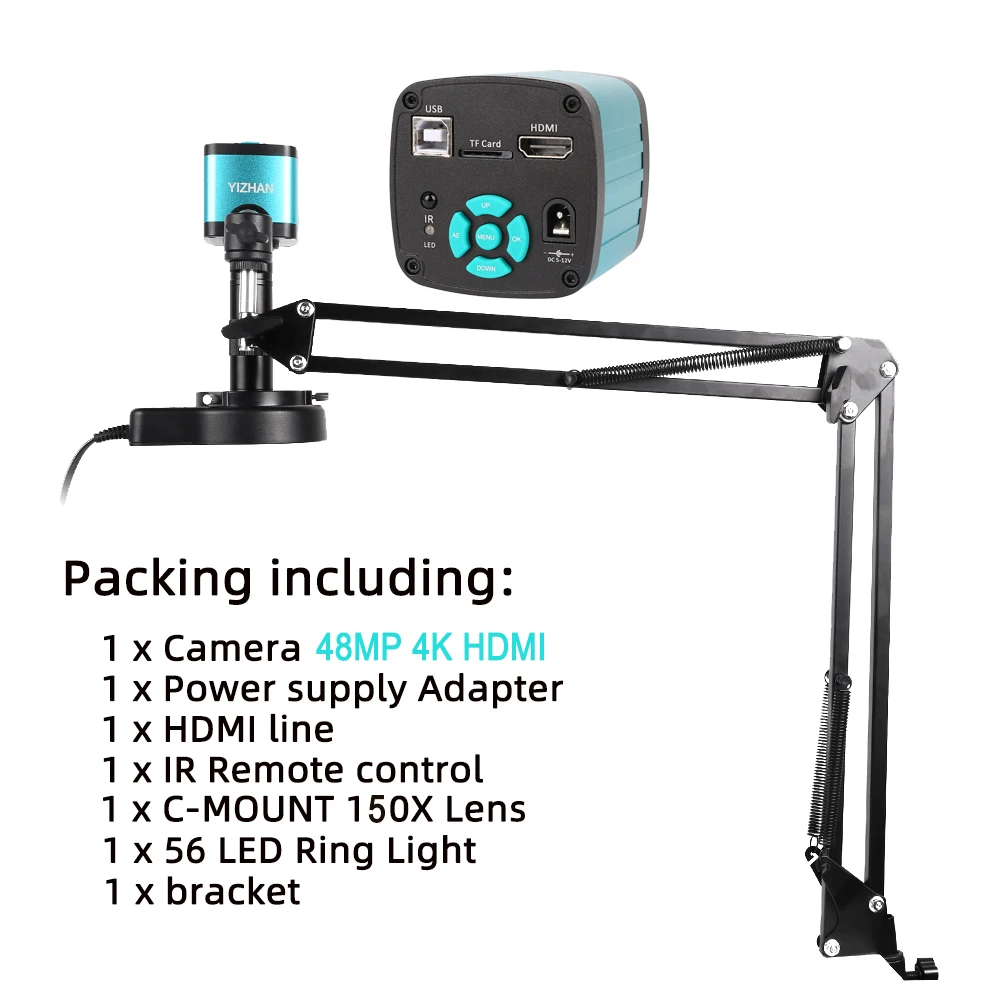 48Mp Hdmi Usb Video Microscope Camera 4K 1080P Zoom Industriale 150X C-Mount Lens Big Vision Per Image Excavence Smartphonesolder