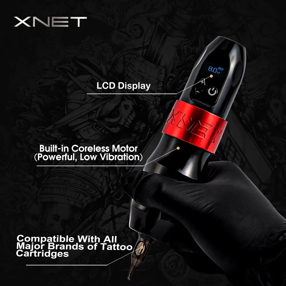 XNET Titan Wireless Tattoo Machine Battery Rotary Pen Strong Coreless Motor with LCD Digital Display for Tatto Artist Body tattoo supplies