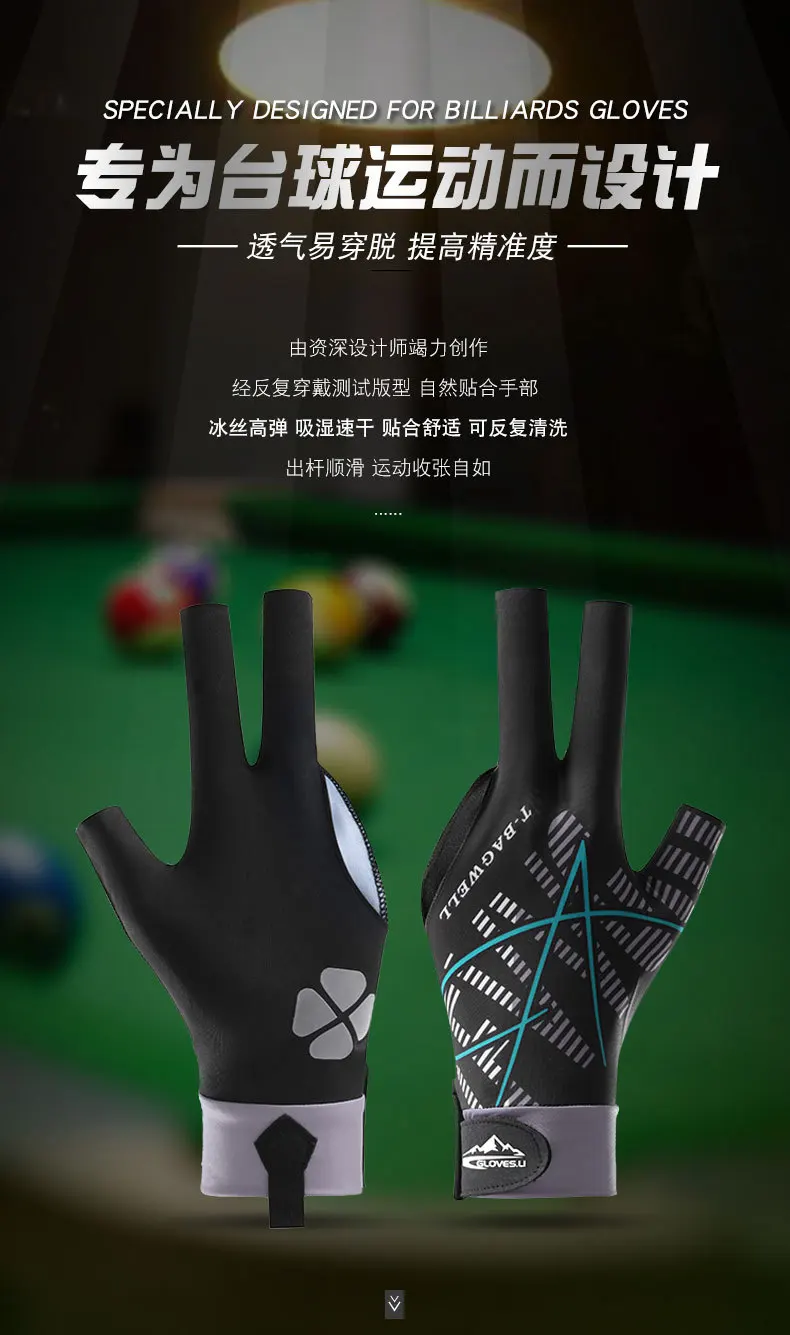 Description Picture 3 of item1 PC Pool Gloves Snooker Billiard Left Hand Half Finger Men Women Anti-Slip Soft Comfortable Lightweight Pool Table Glove