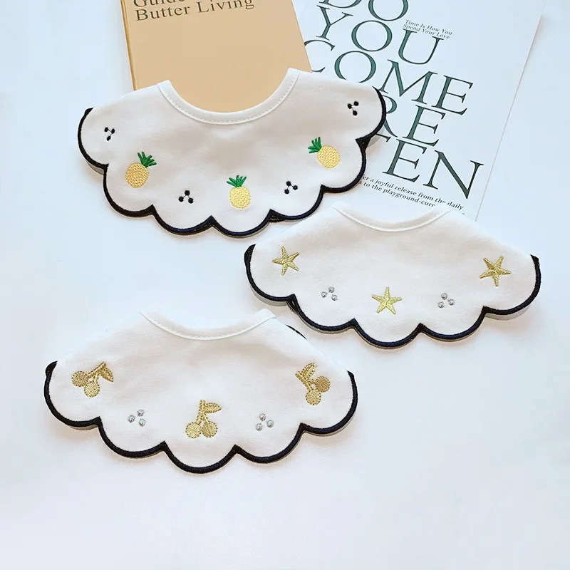 

Cotton Bibs Cute Baby Bibs Saliva Towel Petal 360 Degree Infant Burp Cloths Rotatable Cotton Newborn Feeding Bibs for Kid 0-3s