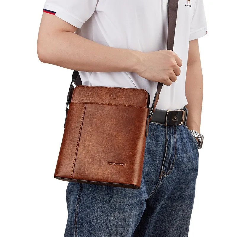 Genuine Leather Daily Casual Shoulder Bag for Men Small Dark Brown Vintage Messenger Bag Men's New Fashion Design Sling Bags