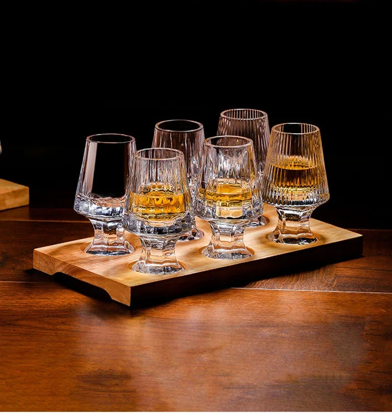 barware Tumbler 70ML Old Fashioned Cocktail Glass lead-free whiskey glass Drinkware Glasses for Whiskey Vodka with wooden tray