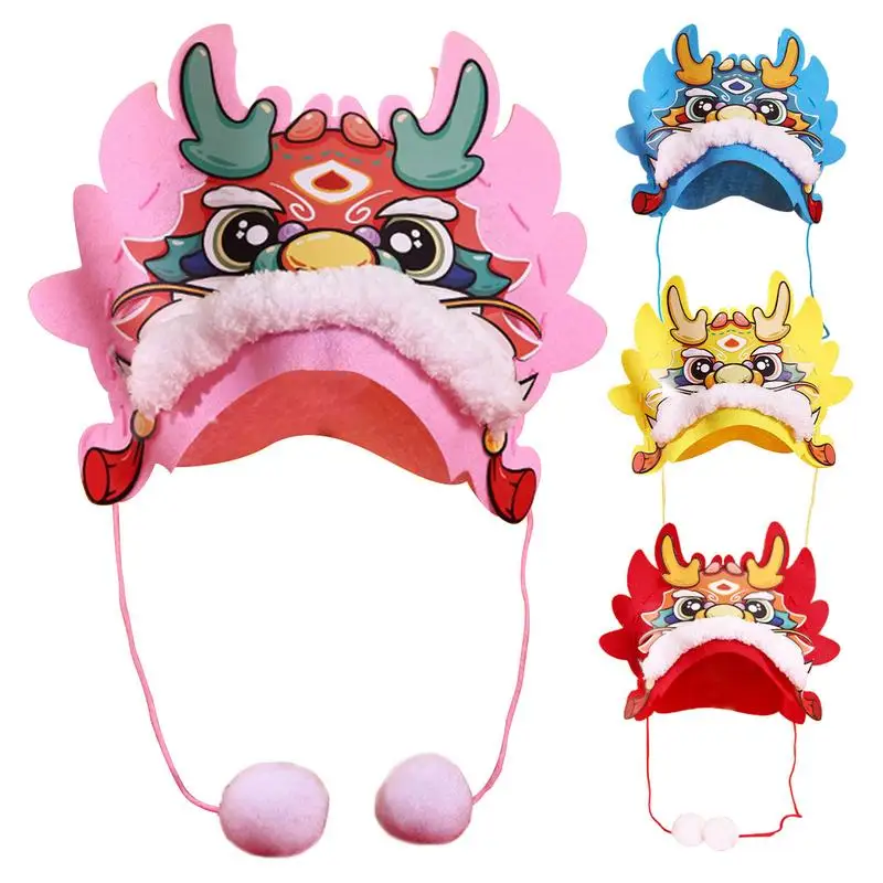 

Chinese New Year Hat Dragon Hat Nonwoven Fabric Cute DIY Craft Accessory Gift for Children Adults Spring Festival decorations