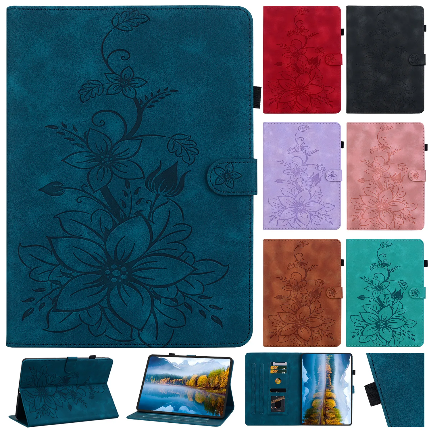 Lily Premium Leather Stand Case - Elegant Tablet Cover